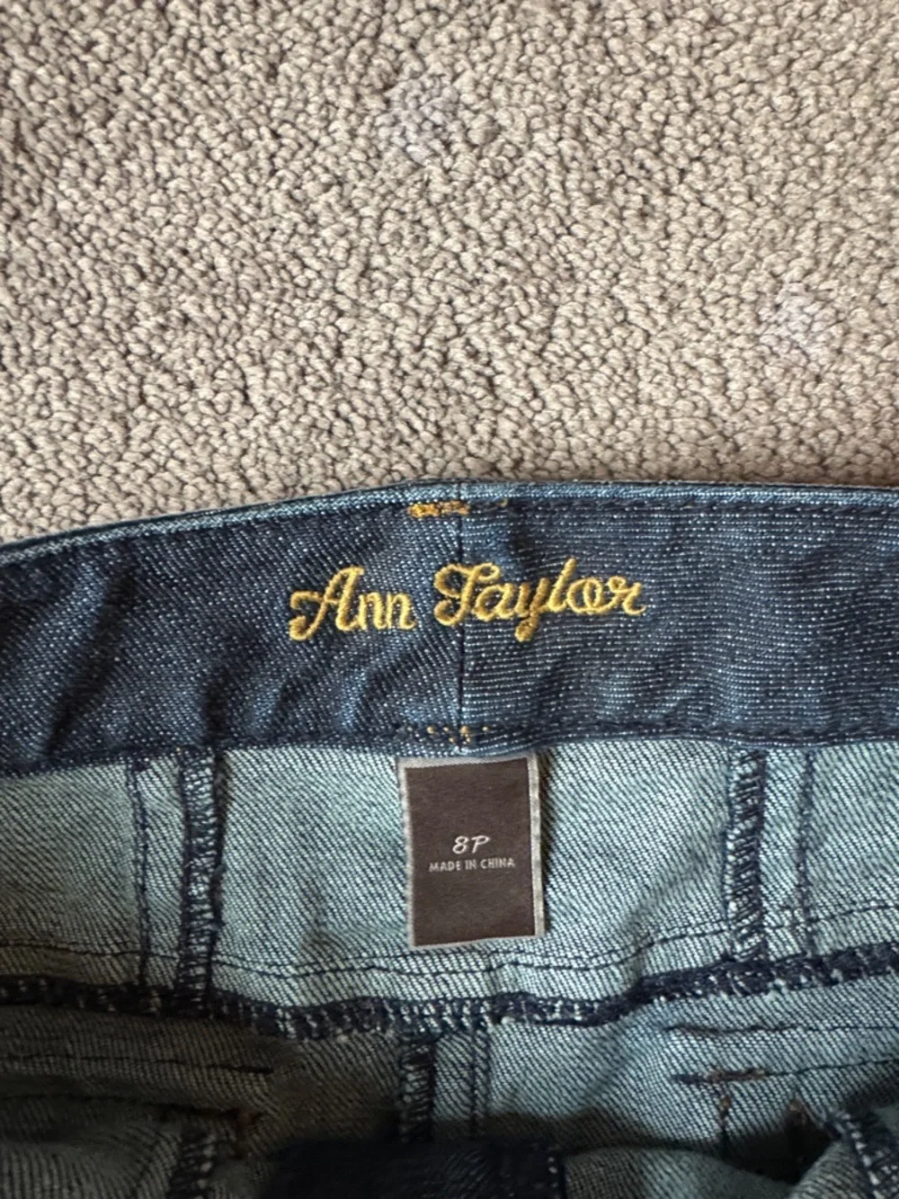 Ann Taylor Dark Wash Denim Mini Skirt Classic A-Line Petite SIZE 8P